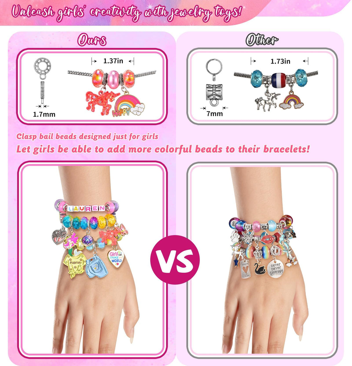 Girls Charm Bracelet Making Kit - Unicorn Jewelry Supplies Make Set DIY Art Craft Set Charm Bracelets Kits Creative Birthday Gifts for Kids Age 6 7 8 9 10 11 12 Year Old Girl Little Children Girl Toys COO&KOO