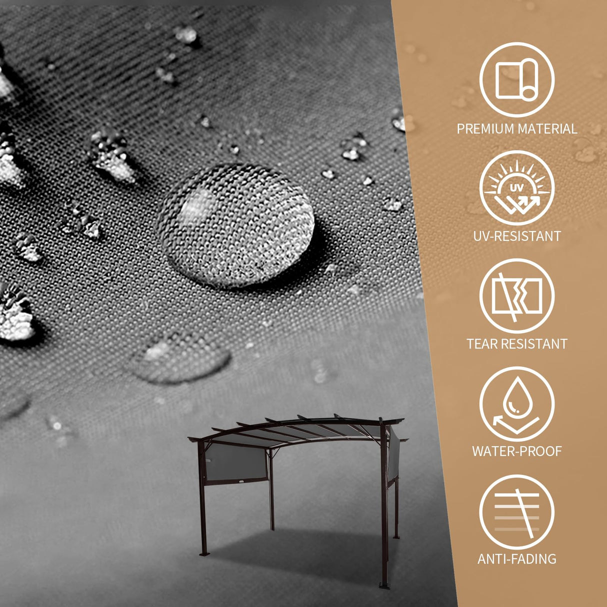 VINGLI 9’x 12' Outdoor Pergola Metal Retractable Pergola Canopy with Adjustable Roof, Garden Pergola for Deck, Porch, Garden, Yard (Grey) VINGLI