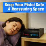 WJIECO Biometric Smart Gun Safe with Phone Charging for Handgun - Biometric Gun Safe 3 Ways Quick Access with Fingerprint/Keypad/Key Lock for Bedside Nightstand or Car with LCD WJIECO