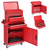 Winado 4-Drawer Rolling Tool Chest with Wheels & Lock, Tool Box with Large Storage Cabinet and Adjustable Shelf, Removable Portable Top Box for Garage, Warehouse, Factory (Red) Winado