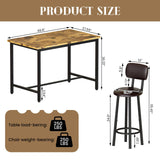 DKLGG 7-Piece Dining Table Set, 50" Bar Table Set for 6 with MDF & Metal Frame, Tall Dining with 6 PU Leather Chairs, Saving Space Pub and Chairs Sets for Bar, Kitchen, Brown DKLGG