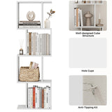 Homhedy 4-Tier Bookshelf, S-Shaped Geometric Bookcase, Modern Display Standing Shelf Unit for Living Room, Bedroom, Free Standing Storage Rack for Home Office, White Homhedy