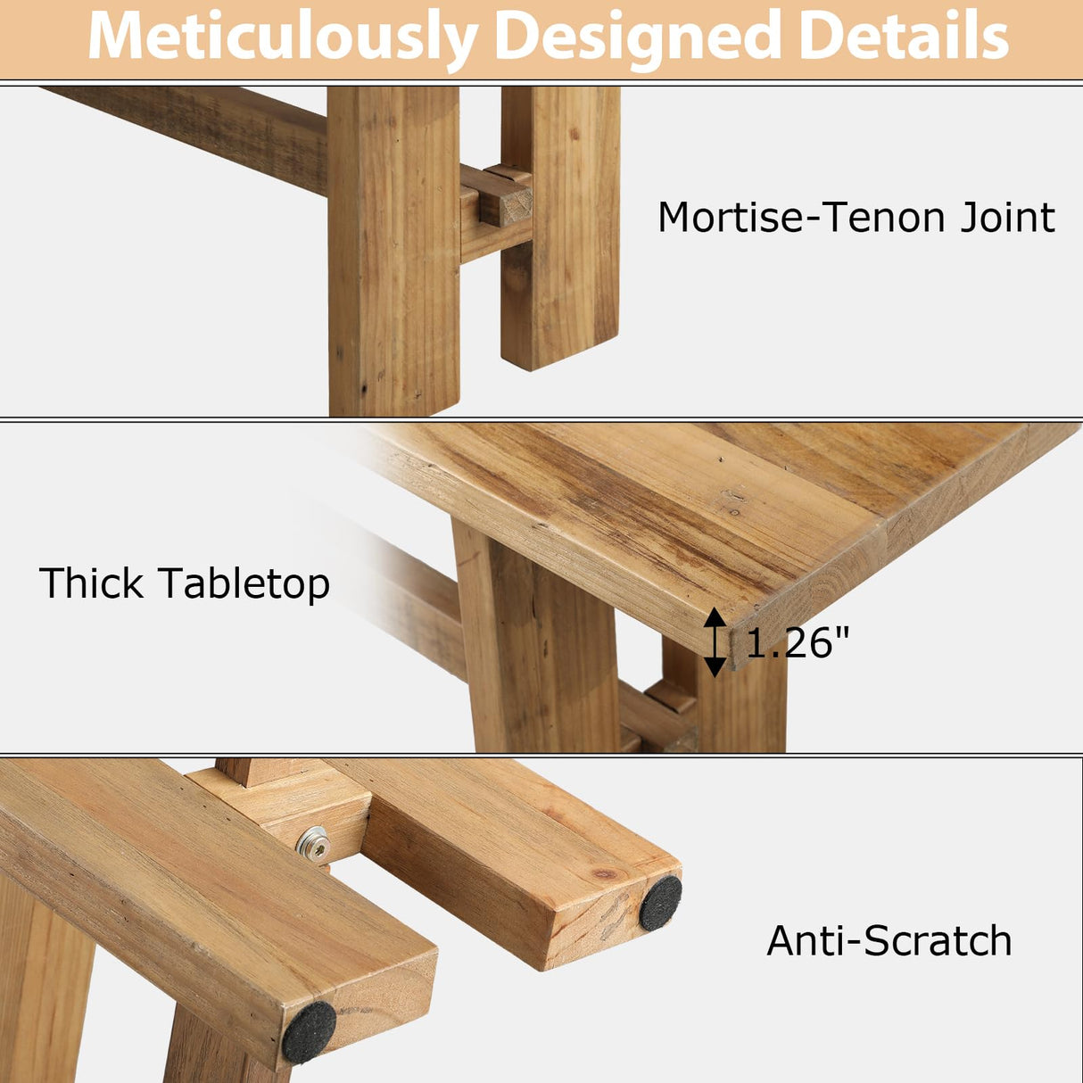 HOKYHOKY Reclaimed Solid Wood Bench, 55" Farmhouse Entryway Bench for Hallway, Kitchen, Dining, Bedroom, Narrow Indoor Bench with Rustic Charm HOKYHOKY