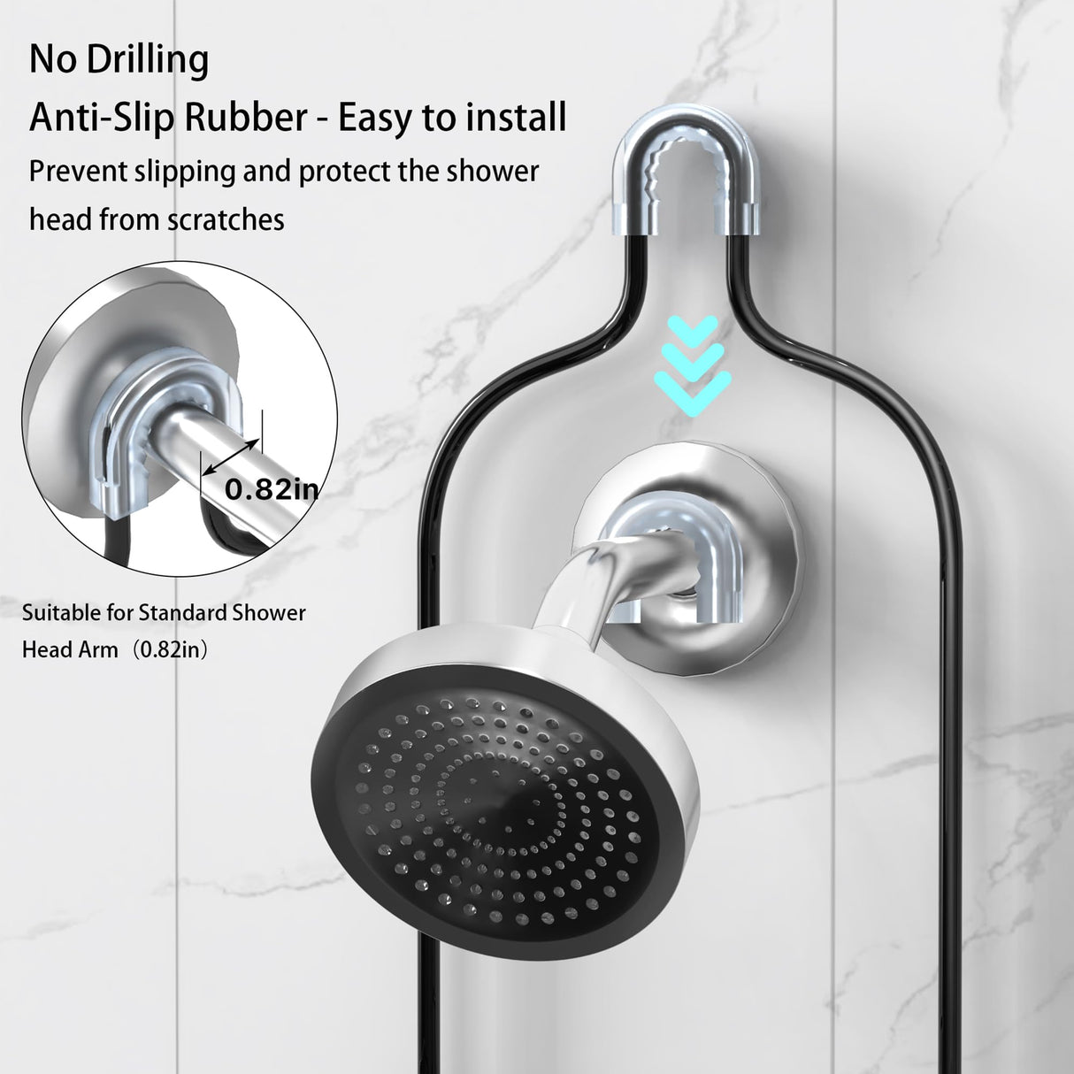 DAOYA Bathroom Shower Caddy Hanging - Shower Organizer Hanging 3-Tier with Soap Holder & 6 Hooks for Towels, Sponge, Shower Caddy over Shower Head Fits 21mm Shower Head Arm, Black DAOYA