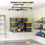 Overhead Garage Storage Rack, 4x4 Ft Garage Ceiling Storage Lift, Heavy-duty Ceiling Mounted Garage Storage Lift System for Garage Organization, 250lbs Weight Capacity KOKORACKER