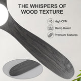 Outdoor Ceiling Fan with Light, 60 inch Ceiling Fan with Light and Remote, Modern Wood Ceiling Fan, Reversible Quiet DC Motor, High CFM, Dimmable Ceiling Fan for Indoor/Outdoor Nickel+Gray AUNLPB