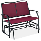 Best Choice Products 2-Person Outdoor Patio Swing Glider Steel Bench Loveseat Rocker for Deck, Porch w/Textilene Fabric, Steel Frame - Burgundy/Black Best Choice Products