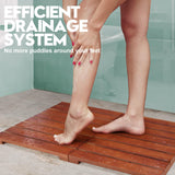 Teak Shower Mat - Foldable Wood Bath Mat, Floor Mat for Bathtub, Door, Spa, Sauna, Pool, Ideal for Indoor Outdoor HONGJUNLEE