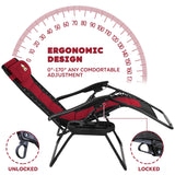 Colegence Oversized Padded Zero Gravity Lounge Chair, Foldable Patio Anti Gravity Reclining Chairs Folding Lawn Recliner with Cup Holder for Yard, Camping, Outdoor, Support 350 LBS, Burgundy Colegence