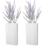 Vesici 2 Pack Wood Wall Planter Vase with Artificial Plants Indoor Plants Holder Pocket Farmhouse Wooden Vases Wall Flower Vase Hanging Plant Decor for Bedroom Kitchen Office Home (White,Lavender) Vesici