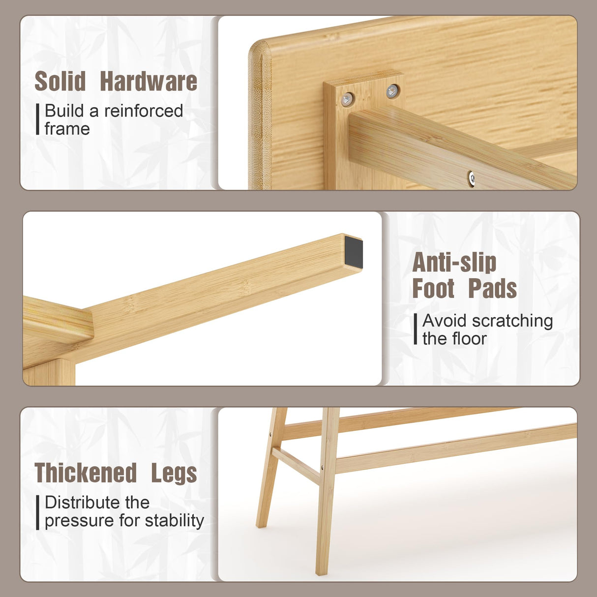 Wisuce Essentials Bamboo Dining Bench, Black Entryway Bench with Spindle Back Farmhouse Wood Windsor for Foyer Balcony Living Room (Nature) (Nature) Wisuce Essentials