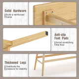 Wisuce Essentials Bamboo Dining Bench, Black Entryway Bench with Spindle Back Farmhouse Wood Windsor for Foyer Balcony Living Room (Nature) (Nature) Wisuce Essentials