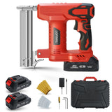 Cordless Nail Gun Battery Powered Brad Nailer, 2-in-1 Nail/Staple Gun, Electric Nail Gun,Brad Nailer Cordless, 2×2.0Ah Batteries,for Upholstery, Woodworking and Carpentry RED LOFINKU