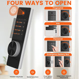 53" Tall Hidden Wall Safe with Fingerprint Lock - Fireproof & Waterproof, Dual Alarm System, 3 Adjustable Shelves, Magnetic Slot & Key Hooks - Modern White Steel Construction opentiny