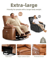 GarveeHome Oversized Power Rocker Swivel Recliner Chair - Heat and Massage, Extra Wide Electric Recliner Ergonomic PU Leather Single Sofa, Tall Back, Padded Seat, Lazy Chair for Living Room GarveeHome