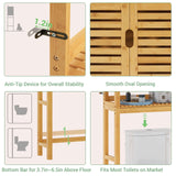 VIAGDO Natural Bamboo Over The Toilet Storage Cabinet with Adjustable Shelves and Doors VIAGDO