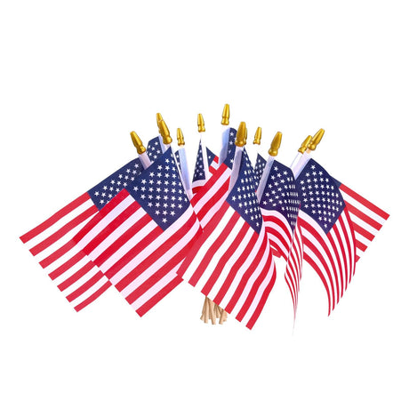 12 Pcs Small American Flags On Stick,Patriotic Decorations Small USA Flags On Stick，Mini American 4''x6'' Flag, Fourth Of July Flags For Outside Patriotic Holiday Yard Patio,Labor Day Decorations HOOSUN
