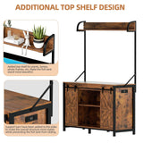 SYESWAY 55-75 Gallon Fish Tank Stand with Power Outlets, Heavy Duty Metal Frame Aquarium Stand with Barn Door, Turtle Reptile Terrariums Stand, 1000LBS Capacity, Brown SYESWAY