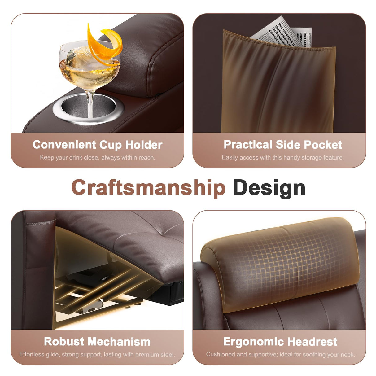 VAFEAFO Recliner Sofa, Massage Reclining Sofa Sets 4 Seater Heavy Weight Capacity, 2 Single Power Heat & Massageable Chair with Storage, Cup Holders, Wall Hugger Couches for Living Room & RV Campers VAFEAFO