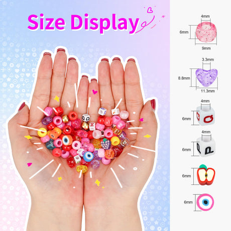 2400pcs Pony Beads 72 Colors 9mm Friendship Bracelets Making Kit, Rainbow Kandi Beads Bulk Letter Beads for Name Bracelets Jewelry Making Crafts with Elastic String Sistenia