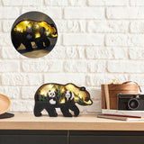 Drawelry 3D Wood Carving Animals Lamp Home Decorative, Cute Bear Family Elephant Presents Ideas Christmas Living Room Office Decor Warm LED Night Lights Gift for Friend Daughter Son Mom Dad (Panda) Drawelry