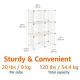 Amazon Basics 6 Cube Wire Grid Stackable Storage Shelves, 12.6 x 26 x 38 inches, White Amazon Basics