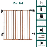 Babelio 26-43" No Bottom Bar Baby Gate for Babies, Elders and Pets, 2-in-1 Hardware Mount Dog Gate for The House, Stairs and Doorways, with Large Walk Thru Door, Brown Wood Pattern BABELIO