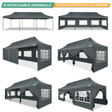 COBIZI Heavy Duty 10x30 Party Tent, Commercial 10x30 pop up Canopy for Parties Waterproof Gazebos with 8 Sidewalls, All Season Wind & Waterproof UPF50+,Stable Thickened Frame COBIZI