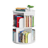 SpaceAid Cross Style 2 Tier Rotating Bookshelf, Spinning 360 Bookcase Lazy Susan Tower, Vertical Revolving Books Shelf Storage Round Carousel Space Saving Organizer, White SpaceAid