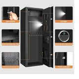 [2024 NEW] 7-8 Fireproof Biometric Gun Safes for Home Rifle and Pistols, Heavy Duty Anti-Theft Long Gun Safes for Rifles and Shotguns with 3 Handgun Pocket, Removable Shelf, Silent Mode TOLEBLID