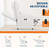 GarveeHome Power Recliner Chair, Adjustable Electric Recliner Ergonomic Overstuffed PU Leather Single Sofa, Tall Back, Padded Seat, 2 Side Pockets and USB Port, Home Theater Seating for Living Room GarveeHome