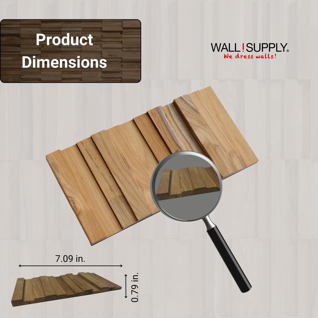 Wall!Supply 3D Wall Panels – Reclaimed Vertical Asian Teak Wood – Home Decor Wallpaper Alternative for Living Room, Bedroom & Office – Easy DIY Installation – 16 Pack, Covers 11.15 Sq Ft Wall!Supply