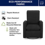 GAP babyGap Cloud Recliner with LiveSmart Evolve - Sustainable Performance Fabric, Jet Black Delta Children