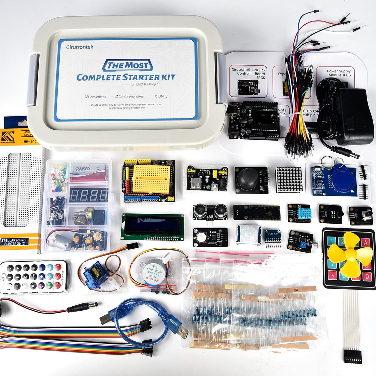 Most Complete Starter Kit for UNO R3 Project Electronics Starter Kit with Tutorial Compatible with IDE STEM Projects for Teens Adults Robotics & Engineering Kits Science | Coding | Programming Kit Cirutrontek