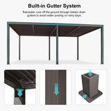 PURPLE LEAF Louvered Pergola 14' × 20' Outdoor Hardtop Gazebo Sun Shade with Adjustable Canopy Patio Aluminum Retractable Roof for Outside Deck Backyard Pavilion PURPLE LEAF