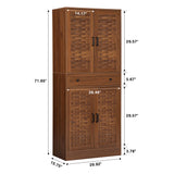 NVETHM Storage Cabinet, Kitchen Pantry, Freestanding Cabinet with Adjustable Shelve and drawer, Tall Cabinet for Living Room, Bedroom, Dinging Room, Office Room, Garage (Walnut) NVETHM