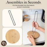 Paper Towel Holder - Wooden Paper Towel Holder with Non-Slip Wood Base, Minimalistic Modern Style, Countertop Paper Towel Holder, Black Paper Towels Holder, Paper Towel Stand for Kitchen, Home, Office Bambüsi