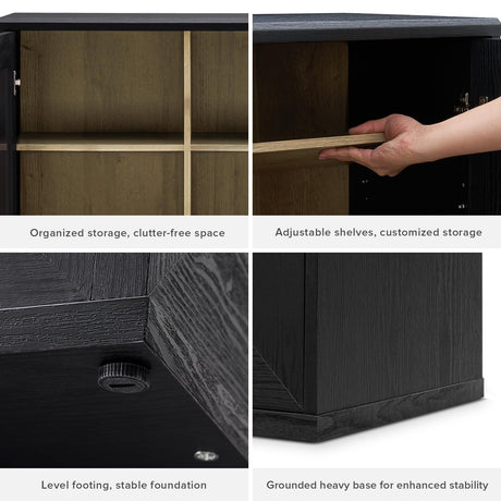 mopio Blake Tall Display Cabinet, Kitchen Buffet Pantry Cupboard, Trophy Display Case, Storage Cabinet Scratch Resistant Acrylic, Modern Farmhouse Curio Organizer (Black Oak Acrylic, Set of 2) mopio