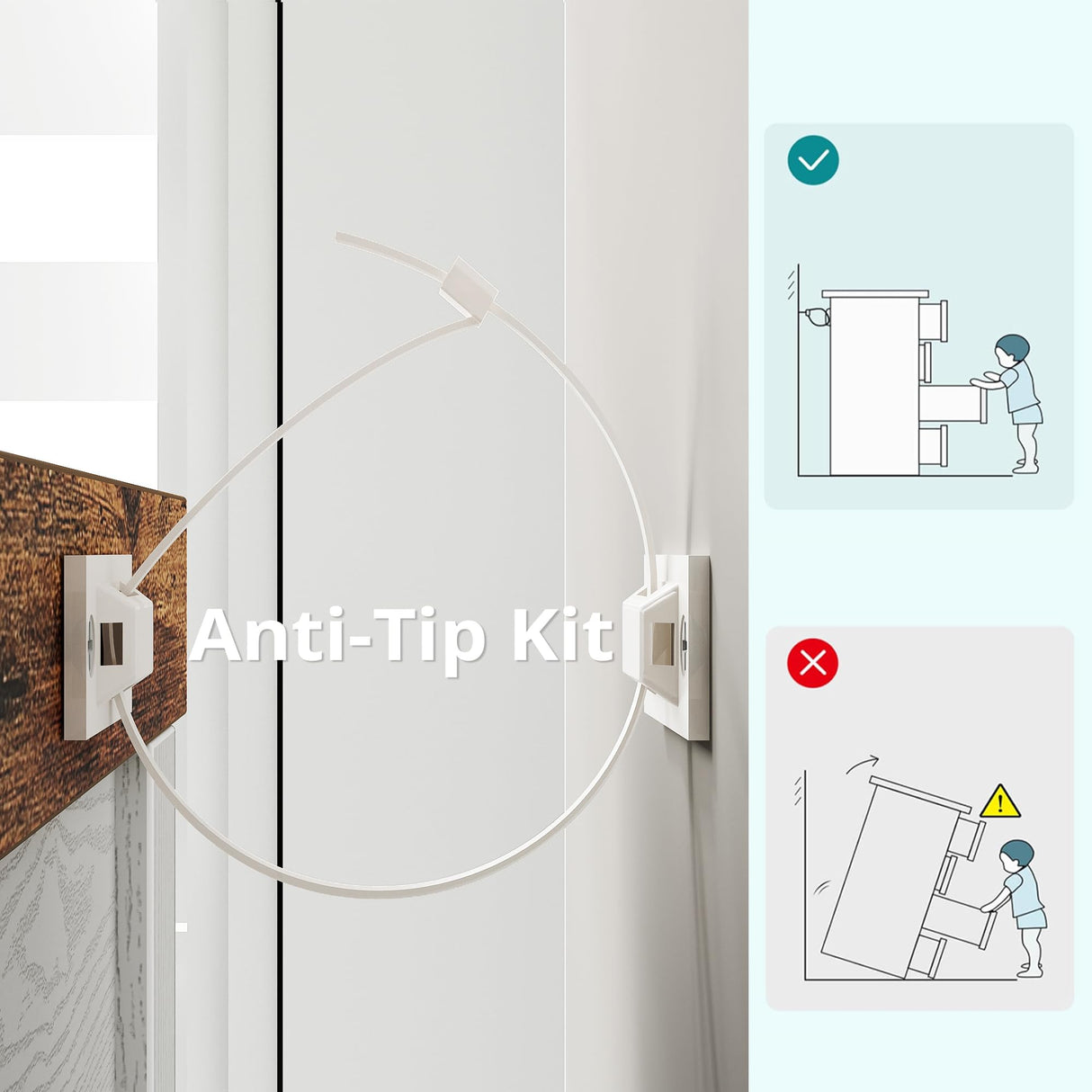 LIKIMIO 59" 6 Drawers Dresser for Bedroom, Power Strip, Farmhouse Large Wood Dressers & Chest of Drawers with Wide Storage Cabinet, Rustic Brown & White LIKIMIO