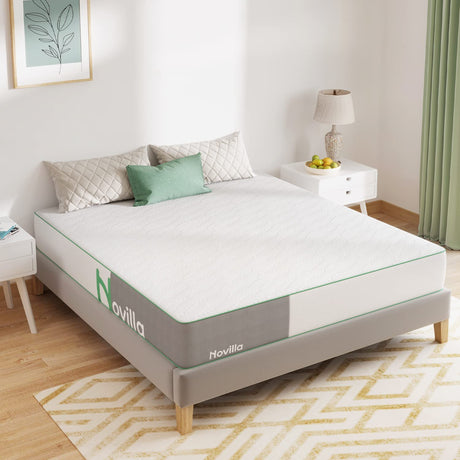 Novilla King Mattress, 10 Inch Gel Memory Foam Mattress King Size for Cool Night Sleep & Pressure Relief, Medium Firm with Breathable Bamboo Cover, Mattress in a Box, Lullaby Novilla