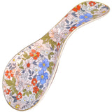 LEAZUL Ceramic Spoon Rest for Stove Top Large Spoon Holder Farmhouse Spoon Rest for Kitchen Counter Floral Coffee Spoon Rest Flowers Print Cooking Utensil Tools Rest Modern Kitchen Decor LEAZUL