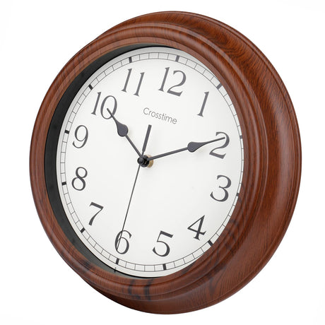 Wood Grain Retro Wall Clock Battery Operated Silent Non-Ticking Vintage Decorative for Kitchen Living Room Bathroom Bedroom,12 Inch,House Warming Gifts Crosstime