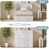 LIVAUVEAD Twin Murphy Bed with Built-in Charging Station, Space-Saving Murphy Bed Chest Twin with Drawer, Foldable, for Home Office Guest Room Bedroom White LIVAUVEAD