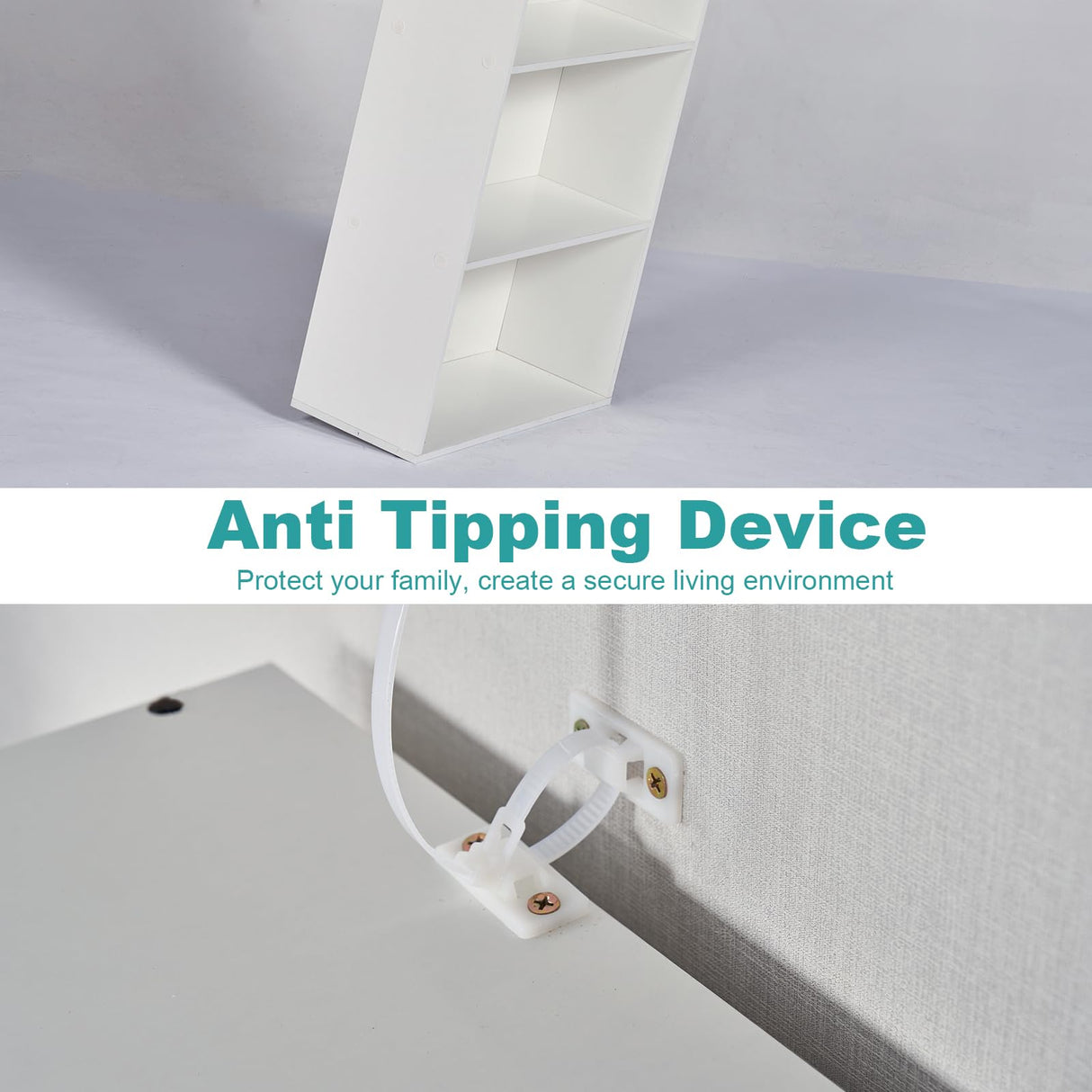 OneBlis 6-Tier Book Shelf, Floor Standing Open Bookcase, Wooden Display Storage Shelves with Anti-Tipping Device, 71" Tall Bookshelf for Bedroom, Living Room and Office, White OneBlis