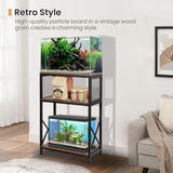 SwaaVee Aquarium Stand, 10 Gallon Fish Tank Stand with Storage, 3 Tier Metal Frame Cabinet Suitable for Fish Tank, Turtle Tank, Rustic Brown (10 Gallon) SwaaVee