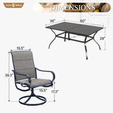 Sophia & William Patio Dining Set 7 Pieces, 6 x Patio Dining Swivel Chairs Padded with 1 Umbrella Table, Outdoor Table and Chairs for Lawn Garden Sophia & William
