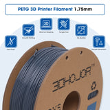 3DHoJor PETG Filament 1.75mm Grey, 3D Printing Filament 1kg Spool(2.2lbs), 3D Filament 1.75mm Dimensional Accuracy +/- 0.03mm Non Tangling Non Clogging Non Stringing,Print with Most 3D Printers 3DHoJor