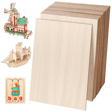 DIYDEC 24 Pack Basswood Sheets 4 x 6 x 1/16 Inch Thin Plywood Wood Sheets Unfinished Wood Squares Boards Balsa Wood Sheets for Crafts Architectural Models Laser Cutting Wood Burning and Drawing DIYDEC