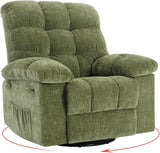 Oversized Swivel Rocker Recliner Chair for Adult, 360° Swivel Rock Recliner, Extra Wide Manual Recliners, Chenille Upholstery Overstuffed Soft Rocking Sofa Chair,Green LIZHOUMIL