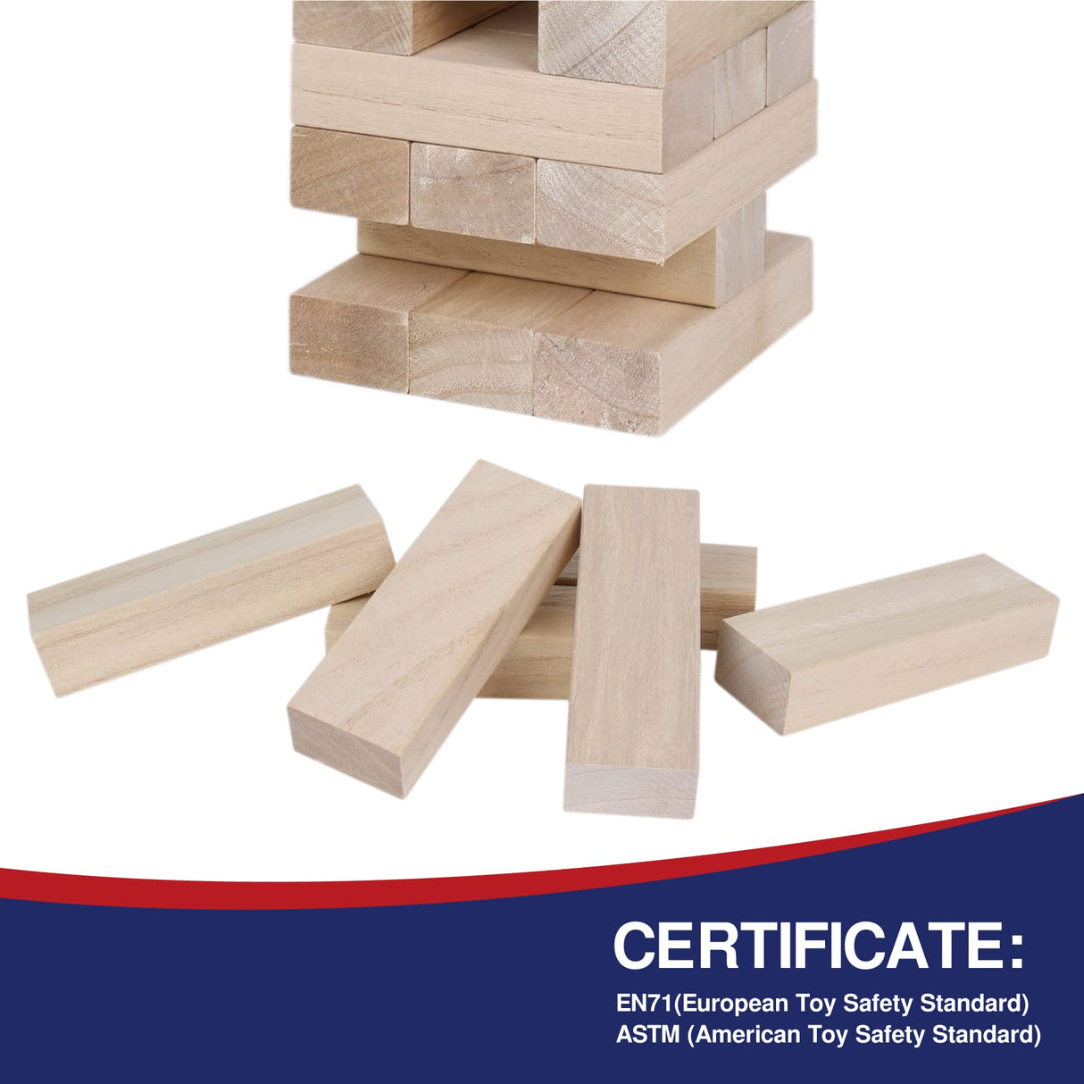 GOTHINK Giant Tumble Tower Game, Large Tumbling Tower Stack to Over 3.2 FT 60pcs Wooden Jumbo Blocks for Outside Yard Games with Carry Case Timber Stacking Game Night Toy Gift for Kids Adults Family GOTHINK